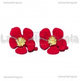 Orecchini Ibiscus a perno in metallo smaltato rosso 20x17mm