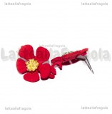 Orecchini Ibiscus a perno in metallo smaltato rosso 20x17mm