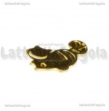 Ciondolo Stregatto in metallo Gold Plated 29x17mm