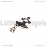 Charm Tutù con scarpette in metallo argento antico 25x12mm