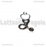 Ciondolo Stetoscopio in metallo argento antico 25.5x15mm