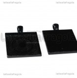 Base Quadrata in metallo smaltato nero per cammei 25mm