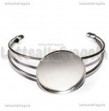 Base Bracciale rigido in metallo argento antico con base cammeo 30mm
