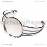 Base Bracciale rigido in metallo argento antico con base cammeo 30mm