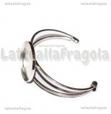 Base Bracciale rigido in metallo argento antico con base cammeo 30mm