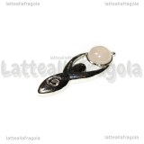 Ciondolo Dea Madre in metallo argentato con Quarzo Rosa 45x16mm