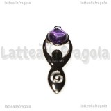 Ciondolo Dea Madre in metallo argentato con Ametista 45x16mm