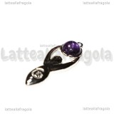 Ciondolo Dea Madre in metallo argentato con Ametista 45x16mm