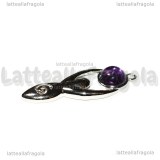 Ciondolo Dea Madre in metallo argentato con Ametista 45x16mm