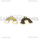 Charm Arcobaleno in metallo dorato smaltato 15x12mm
