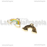 Charm Arcobaleno in metallo dorato smaltato 15x12mm