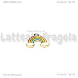 Charm Arcobaleno in metallo dorato smaltato 15x12mm