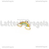 Charm Arcobaleno in metallo dorato smaltato 15x12mm