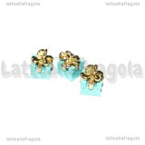 Ciondolo Pacco Regalo 3D in metallo dorato smaltato Azzurro 12x8mm