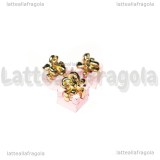 Ciondolo Pacco Regalo 3D in metallo dorato smaltato Rosa 12x8mm