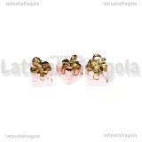 Ciondolo Pacco Regalo 3D in metallo dorato smaltato Rosa 12x8mm