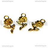 Charm Rosa in metallo dorato 21x10.5mm
