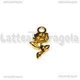 Charm Rosa in metallo dorato 21x10.5mm