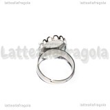 Base Anello regolabile in Acciao Inox per cammeo 18x13mm