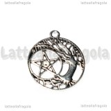 Ciondolo Albero e Pentacolo Celtico in metallo argento antico 30x26mm