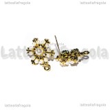 Perni Fiocco di Neve in metallo gold plated con perle acriliche 20x14mm