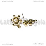 Perni Fiocco di Neve in metallo gold plated con perle acriliche 20x14mm