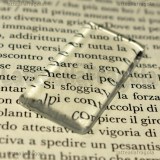 Cabochon in vetro trasparente rettangolare effetto lente 48x24mm