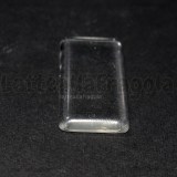 Cabochon in vetro trasparente rettangolare effetto lente 48x24mm