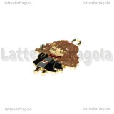 Ciondolo Hermione della saga di Harry Potter in metallo dorato smaltato 30x20mm