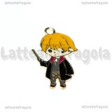 Ciondolo Ron della saga di Harry Potter in metallo dorato smaltato 30x18mm