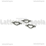 Connettore Cuore in metallo argento antico 16x9mm