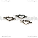 Connettore Cuore in metallo argento antico 16x9mm