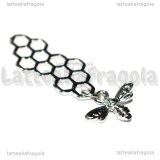 Ape con Favo in metallo argentato 46x16mm