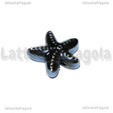 Stella Marina in ceramica nera con foro passante 19x18mm