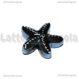 Stella Marina in ceramica nera con foro passante 19x18mm