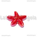Stella Marina in ceramica rossa con foro passante 19x18mm