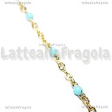 1 Metro Catena Rosario Azzurro Smaltato in Acciaio Inox dorato 2.5x2mm