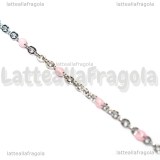1 Metro Catena Rosario Rosa Smaltato in Acciaio Inox 2.5x2mm