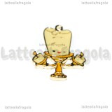 Ciondolo Lumiere della Bella e la Bestia in metallo dorato smaltato 26x21mm