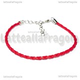Bracciale in cordino similpelle intrecciato rosso 3mm