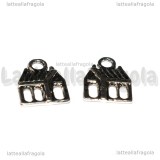 Charm Casa in metallo argento antico 17x13mm