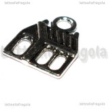 Charm Casa in metallo argento antico 17x13mm