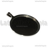 Ciondolo Base Tonda in Acciaio Inox per cammei 35mm