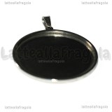 Ciondolo Base Tonda in Acciaio Inox per cammei 35mm