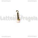 Charm Scarpetta in metallo dorato smaltato rosa 20x7mm