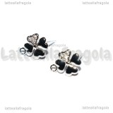 Perni Quadrifoglio testa in Ottone e Cubic Zirconia perni Argento 925 11.5x9mm