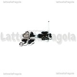 Perni Quadrifoglio testa in Ottone e Cubic Zirconia perni Argento 925 11.5x9mm