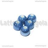5 Perle in Ceramica Blu Fiordaliso 8mm