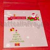 10 buste in plastica Babbo Natale Merry Christmas con bordo adesivo 14x10cm