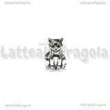 Gatto foro largo in metallo argento antico 14x9mm